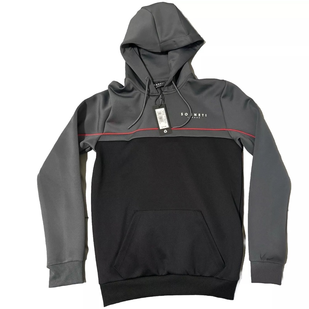 SONNETI  LONDON Hoodie Men's Small black grey 1/4 zip pullover